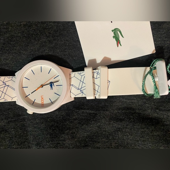 ($60) ⭐️Host Pick⭐️ Lacoste Silicone Band Watch, White & Blue - Picture 4 of 7
